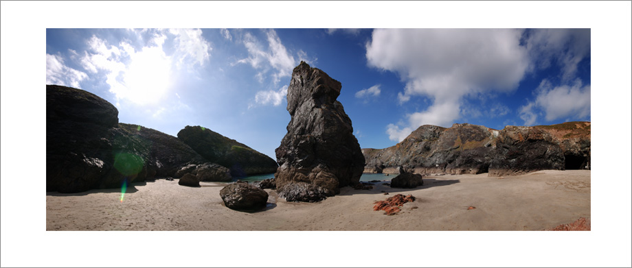 Digital landscape panoramic photography of Kynance Cove, The Lizard peninsula, Cornwall.