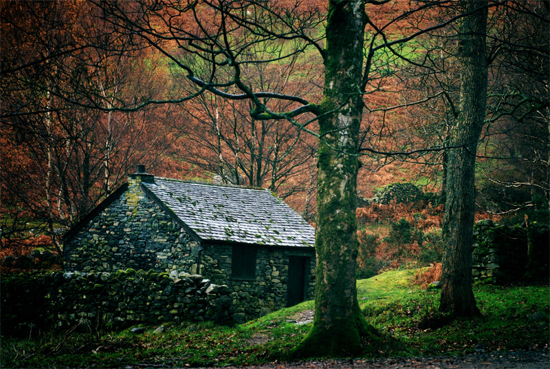 Digital photograph of Cottage, Ashness, Derwent Water, The Lake District, Cumbria.