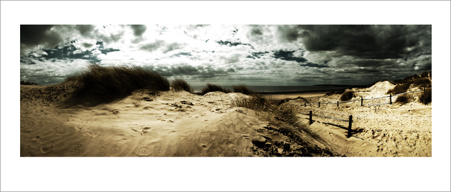 Digital landscape panoramic photography of Camber Sands, East Sussex