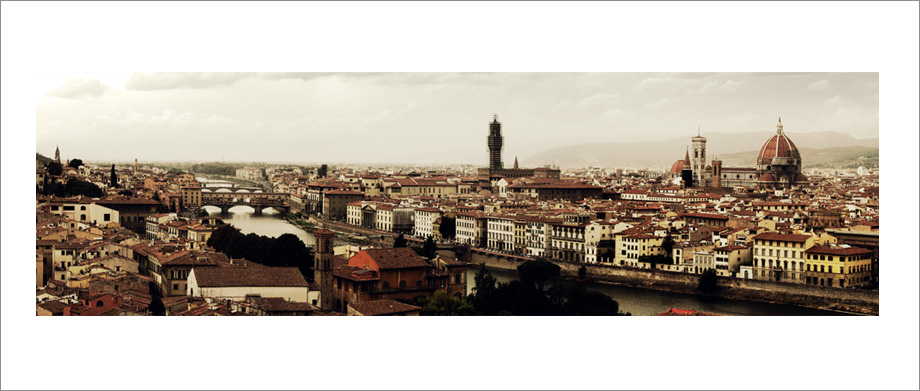 Digital landscape panoramic photography of View from Piazzale Michelangelo, Florence. Italy