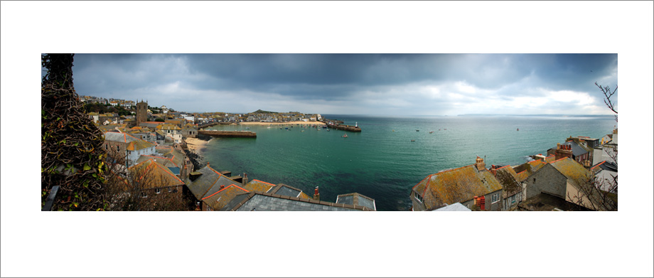Digital landscape panoramic photograph of St Michael's Mount, Cornwall