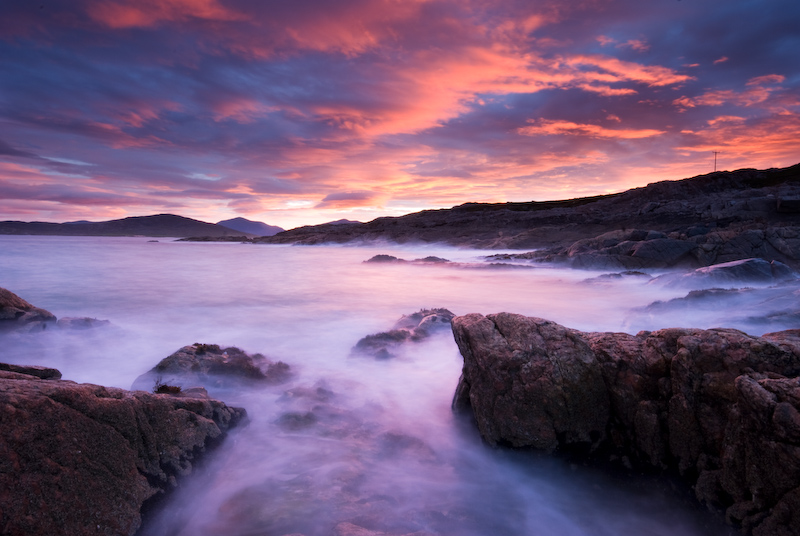 Digital photograph ofWaves breaking at dawn, Seilebost, Isle of Harris, Outer Hebrides, Scotland