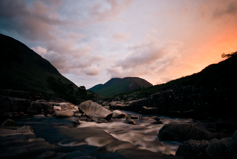 digital photograph image of sunset in Glen Etive, Scotland