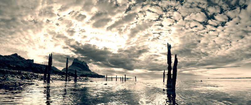 digital panoramic photograph image of The Holy Island of Lindisfarne, Northumberland