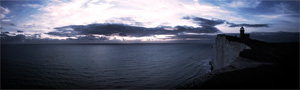 digital panoramic photograph of  Burling Gap lighthouse, Beachy Head, Kent