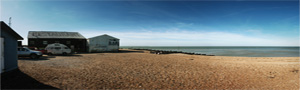digital panoramic photograph of  beach bar and restaurant Whistable, North Kent